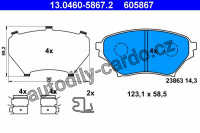 Sada brzdových destiček ATE 13.0460-5867 (AT 605867) - MAZDA Sada brzdových destiček ATE 13.0460-5867 (AT 605867) - MAZDA