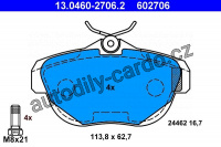 Sada brzdových destiček ATE 13.0460-2706 (AT 602706) - CITROËN Sada brzdových destiček ATE 13.0460-2706 (AT 602706) - CITROËN