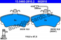 Sada brzdových destiček ATE 13.0460-2810 (AT 602810) - RENAULT Sada brzdových destiček ATE 13.0460-2810 (AT 602810) - RENAULT