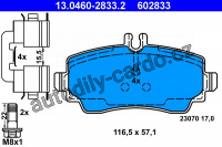 Sada brzdových destiček ATE 13.0460-2833 (AT 602833) - MERCEDES-BENZ Sada brzdových destiček ATE 13.0460-2833 (AT 602833) - MERCEDES-BENZ