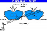 Sada brzdových destiček ATE 13.0460-2836 (AT 602836) - RENAULT Sada brzdových destiček ATE 13.0460-2836 (AT 602836) - RENAULT
