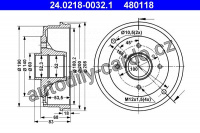 Brzdový buben ATE 24.0218-0032 (AT 480118) - DACIA, RENAULT Brzdový buben ATE 24.0218-0032 (AT 480118) - DACIA, RENAULT