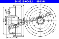 Brzdový buben ATE 24.0218-0042 (AT 480164) - SUZUKI Brzdový buben ATE 24.0218-0042 (AT 480164) - SUZUKI