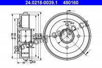 Brzdový buben ATE 24.0218-0039 (AT 480160) - OPEL Brzdový buben ATE 24.0218-0039 (AT 480160) - OPEL