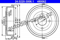 Brzdový buben ATE 24.0220-3006 (AT 480062) - FORD Brzdový buben ATE 24.0220-3006 (AT 480062) - FORD