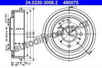 Brzdový buben ATE 24.0220-3008 (AT 480075) - FORD Brzdový buben ATE 24.0220-3008 (AT 480075) - FORD
