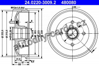 Brzdový buben ATE 24.0220-3009 (AT 480080) - FORD Brzdový buben ATE 24.0220-3009 (AT 480080) - FORD