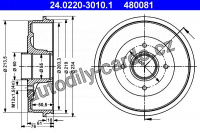 Brzdový buben ATE 24.0220-3010 (AT 480081) - NISSAN, RENAULT Brzdový buben ATE 24.0220-3010 (AT 480081) - NISSAN, RENAULT