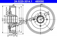 Brzdový buben ATE 24.0220-3014 (AT 480090) - CITROËN, PEUGEOT Brzdový buben ATE 24.0220-3014 (AT 480090) - CITROËN, PEUGEOT