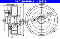 Brzdový buben ATE 24.0220-3020 (AT 480131) - FORD Brzdový buben ATE 24.0220-3020 (AT 480131) - FORD
