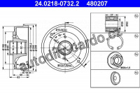 Brzdový buben ATE 24.0218-0732 (AT 480207) - DACIA, RENAULT Brzdový buben ATE 24.0218-0732 (AT 480207) - DACIA, RENAULT