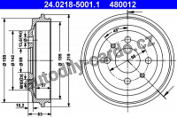 Brzdový buben ATE 24.0218-5001 (AT 480012) - FIAT, LANCIA, SEAT