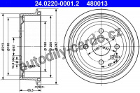 Brzdový buben ATE 24.0220-0001 (AT 480013) - DAEWOO, OPEL Brzdový buben ATE 24.0220-0001 (AT 480013) - DAEWOO, OPEL