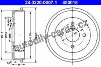 Brzdový buben ATE 24.0220-0007 (AT 480015) - BMW Brzdový buben ATE 24.0220-0007 (AT 480015) - BMW