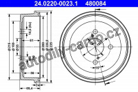 Brzdový buben ATE 24.0220-0023 (AT 480084) - TOYOTA Brzdový buben ATE 24.0220-0023 (AT 480084) - TOYOTA