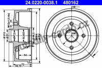 Brzdový buben ATE 24.0220-0038 (AT 480162) - OPEL Brzdový buben ATE 24.0220-0038 (AT 480162) - OPEL