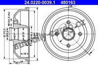 Brzdový buben ATE 24.0220-0039 (AT 480163) - OPEL