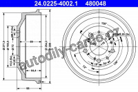 Brzdový buben ATE 24.0225-4002 (AT 480048) - CITROËN, FIAT, PEUGEOT