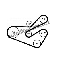 Sada drážkového řemene CONTINENTAL CTAM 6PK1740K3