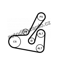 Sada drážkového řemene CONTINENTAL CTAM 6PK1740K2
