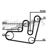 Sada drážkového řemene CONTINENTAL CTAM 6PK1660D2