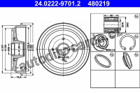 Brzdový buben ATE 24.0222-9701 (AT 480219) - PEUGEOT