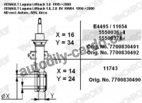 Tlumič pérování MONROE (MO11655, MO 11655), přední  - Renault Laguna 2.2 D