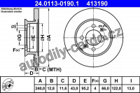 Brzdový kotouč ATE 24.0113-0190 (AT 413190) - ROVER Brzdový kotouč ATE 24.0113-0190 (AT 413190) - ROVER