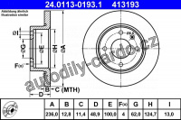 Brzdový kotouč ATE 24.0113-0193 (AT 413193) - ŠKODA