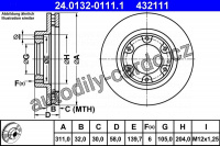 Brzdový kotouč ATE 24.0132-0111 (AT 432111) - TOYOTA