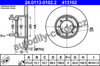 Brzdový kotouč ATE 24.0113-0102 (AT 413102) - ALFA ROMEO