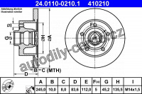 Brzdový kotouč ATE 24.0110-0210 (AT 410210) - AUDI