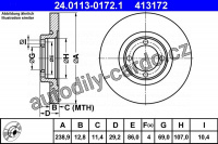Brzdový kotouč ATE 24.0113-0172 (AT 413172) - VOLVO