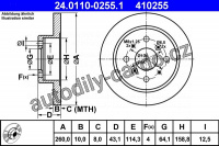 Brzdový kotouč ATE 24.0110-0255 (AT 410255) - ROVER
