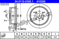 Brzdový kotouč ATE 24.0110-0300 (AT 410300) - KIA