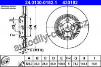 Brzdový kotouč ATE 24.0130-0182 (AT 430182) - JAGUAR