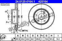 Brzdový kotouč ATE 24.0125-0164 (AT 425164) - LAND ROVER