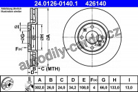 Brzdový kotouč ATE 24.0126-0140 (AT 426140) - CITROËN, PEUGEOT