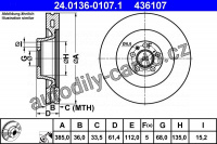 Brzdový kotouč ATE 24.0136-0107 (AT 436107) - AUDI