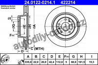 Brzdový kotouč ATE 24.0122-0214 (AT 422214) - AUDI, VW
