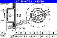 Brzdový kotouč ATE 24.0125-0176 (AT 425176) - LAND ROVER