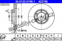 Brzdový kotouč ATE 24.0122-0156 (AT 422156) - ISUZU, OPEL