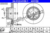 Brzdový kotouč ATE 24.0122-0159 (AT 422159) - BMW