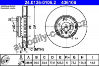 Brzdový kotouč ATE 24.0136-0106 (AT 436106) - BMW