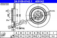 Brzdový kotouč ATE 24.0109-0142 (AT 409142) - TOYOTA