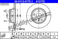 Brzdový kotouč ATE 24.0112-0175 (AT 412175) - AUDI
