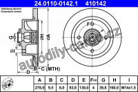 Brzdový kotouč ATE 24.0110-0142 (AT 410142) - VW