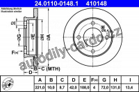 Brzdový kotouč ATE 24.0110-0148 (AT 410148) - FORD