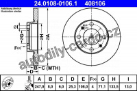 Brzdový kotouč ATE 24.0108-0106 (AT 408106) - CITROËN, PEUGEOT