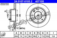 Brzdový kotouč ATE 24.0107-0105 (AT 407105) - CITROËN